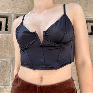 Garage black satin bustier top